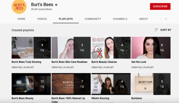 Burt's Bees Youtube playlist.